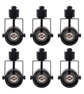 [6 Pack] H Type Track Lighting Heads to Gu10 Base Socket Light Direction Adjustable,Round,Black