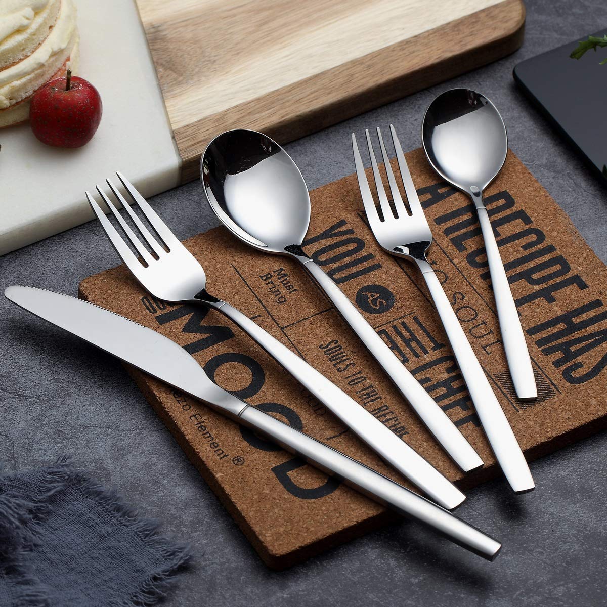 Flatware Set 40 Pieces, Stainless Steel Flatware Set, Silverware Set Service For 8
