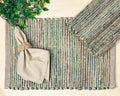 Natural Jute & Green Placemats, Set of 4 - Rustic Handmade Boho Table Mats, 13x19 Inch Dining Table Placemats