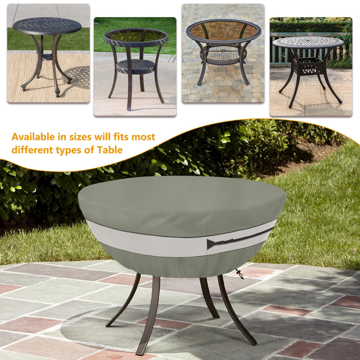 Round Patio Table Cover, Suitable for 36 Inch Diameter Patio Round Table, Waterproof Heavy Duty Round Outdoor Coffee