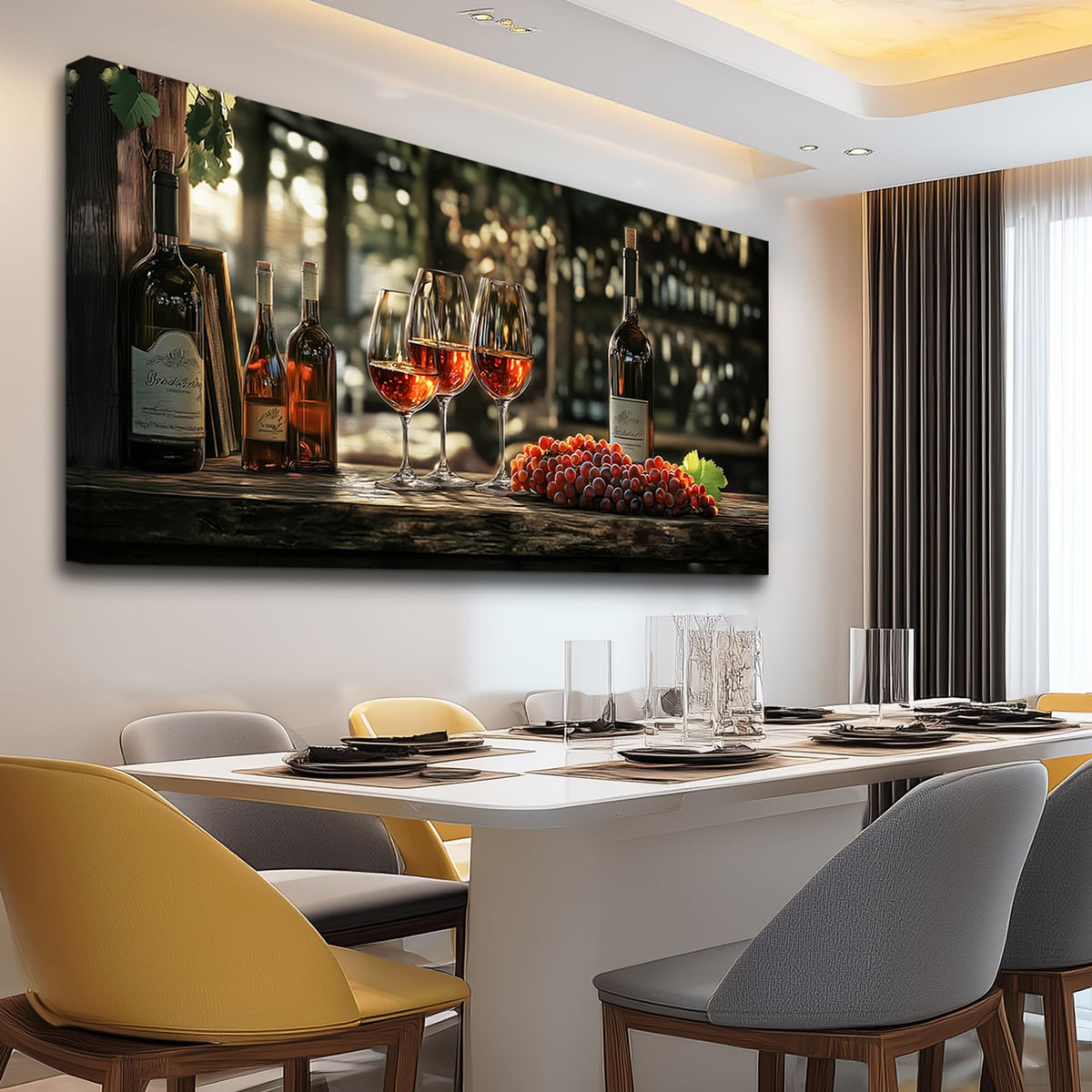 Wall Art Wall Decor Wine Glass Wall Dining Room Painting Still Life Goblet Canvas Wall Pictures Sunrise Sunset