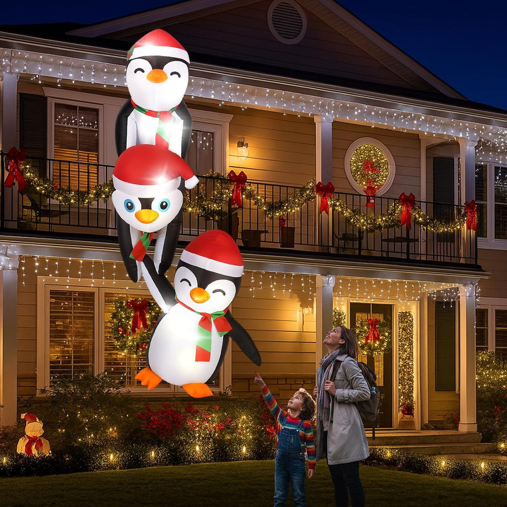 7ft Penguin Christmas Inflatable Roof Hanging Outdoor Decorations