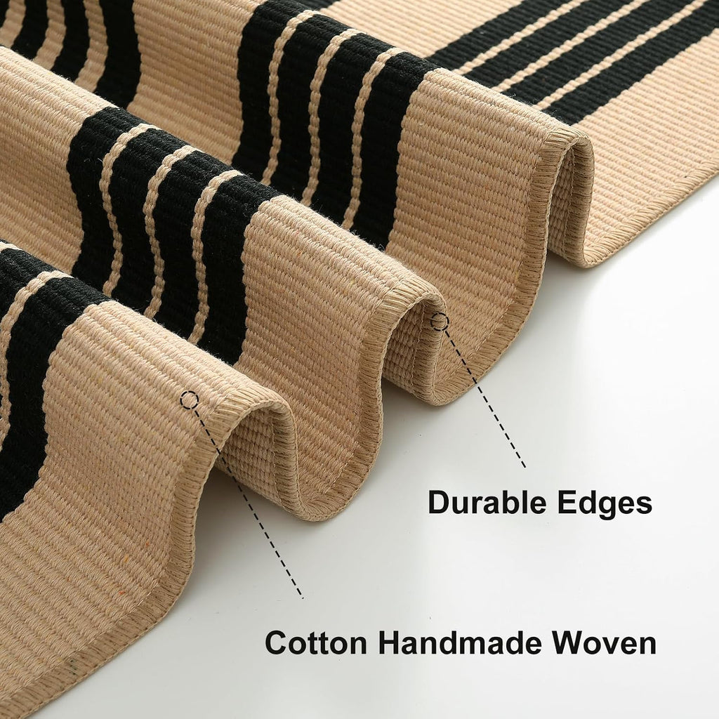 Outdoor Patio Rug, Black and Tan Striped Outdoor Rugs Fall Decor