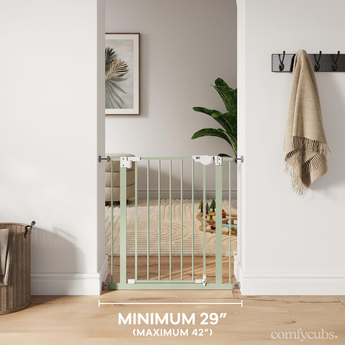 Baby Safety Gate Adjustable 42"x1.9"x30" Sage Pet Gate