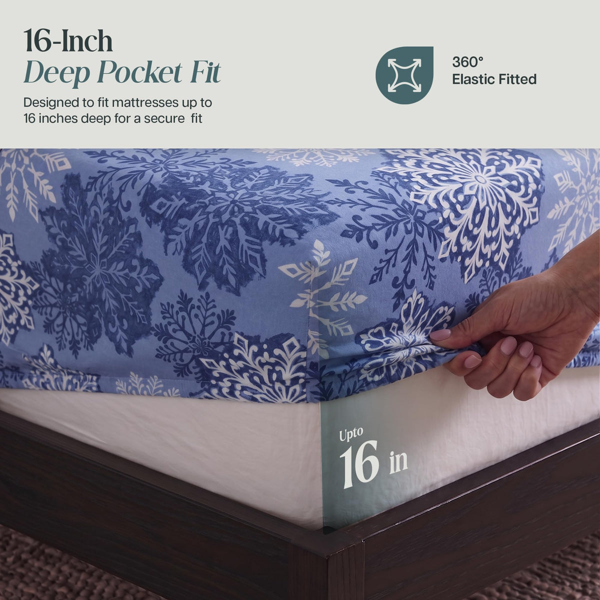 100% Cotton Double Brushed Flannel Sheets Set with 16" Deep Pocket