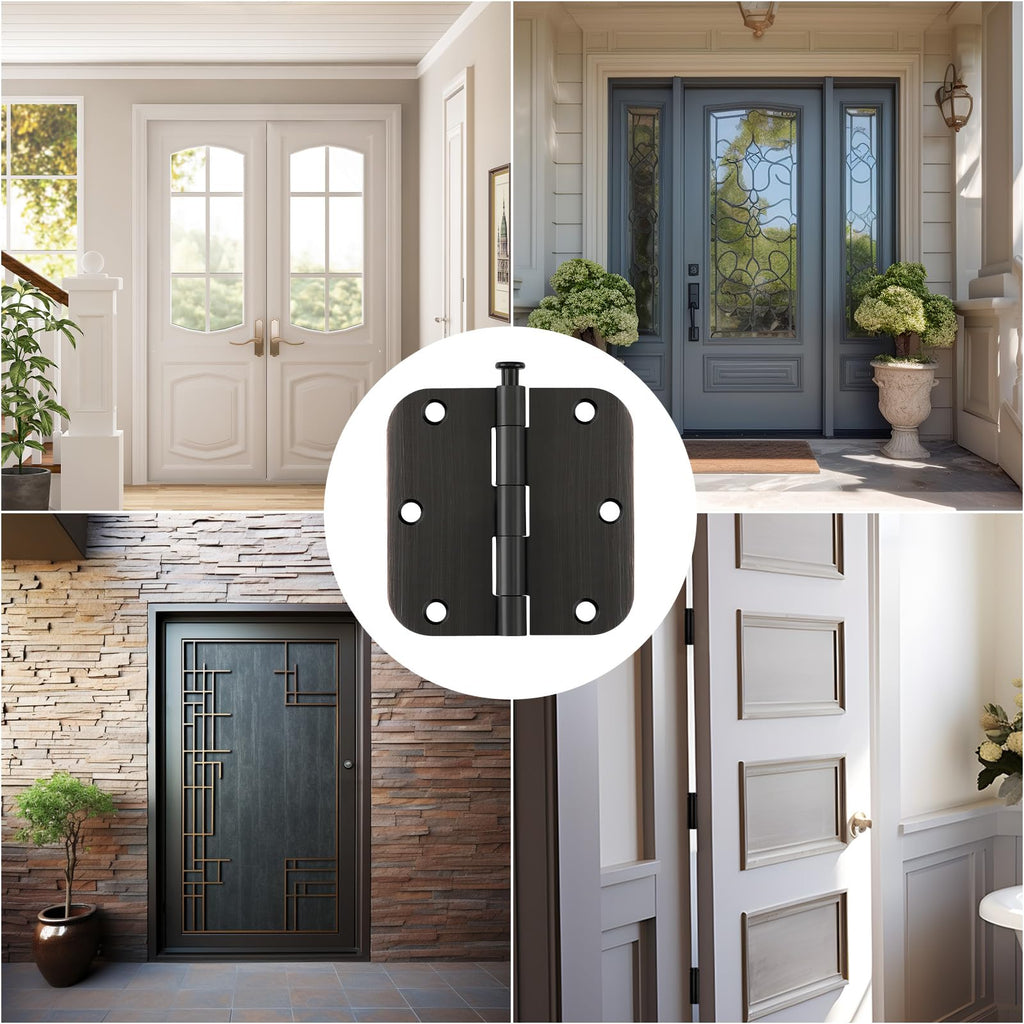 48 Pack Oil Rubbed Bronze Door Hinges 3.5 Inch Brushed Bronze Interior Door Hinges with 5/8" Radius Corner Removable