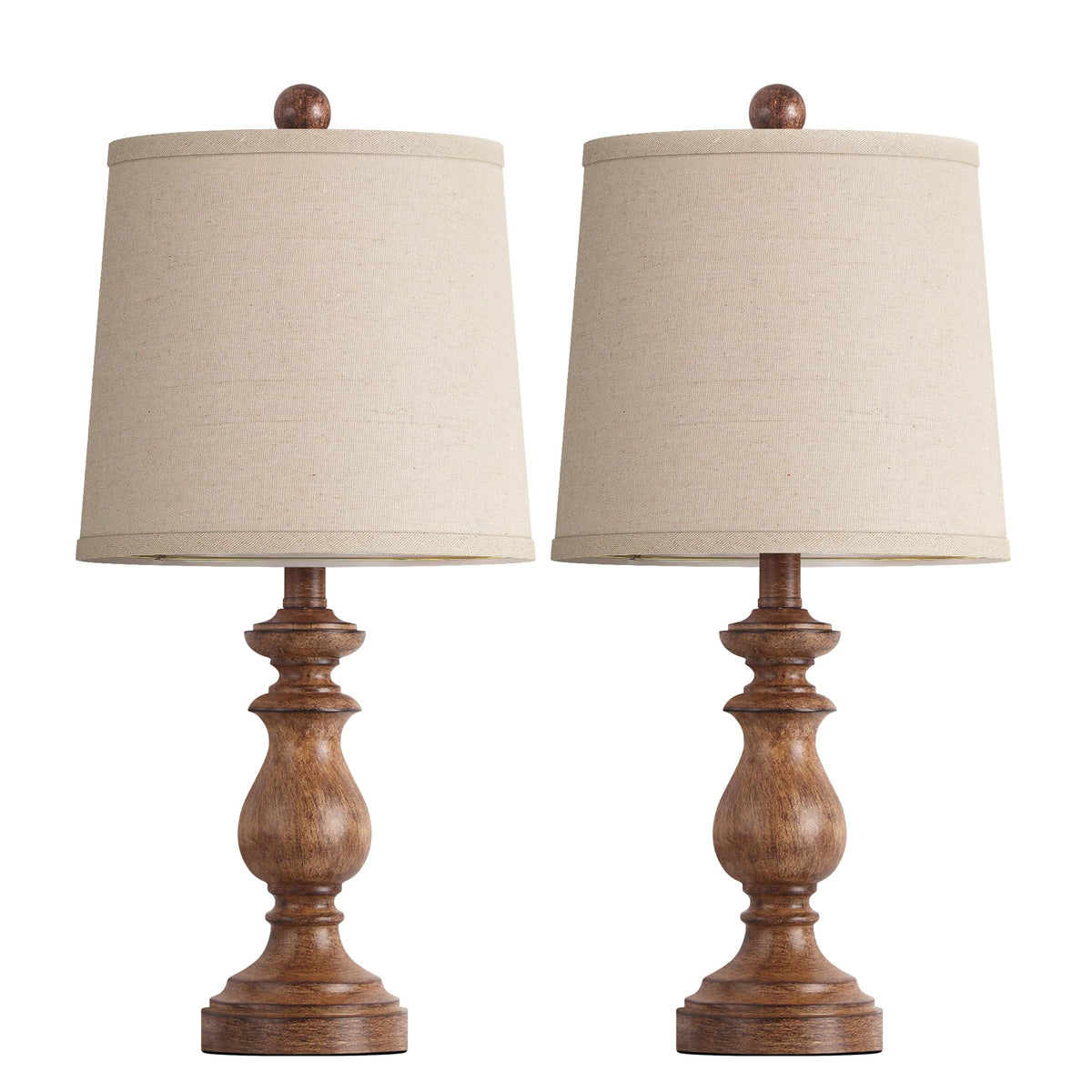 Traditional Table Lamp Set of 2, Rustic Farmhouse Table Lamps Bedroom, 22" Bedside Desk Lamps Vintage Nightstand