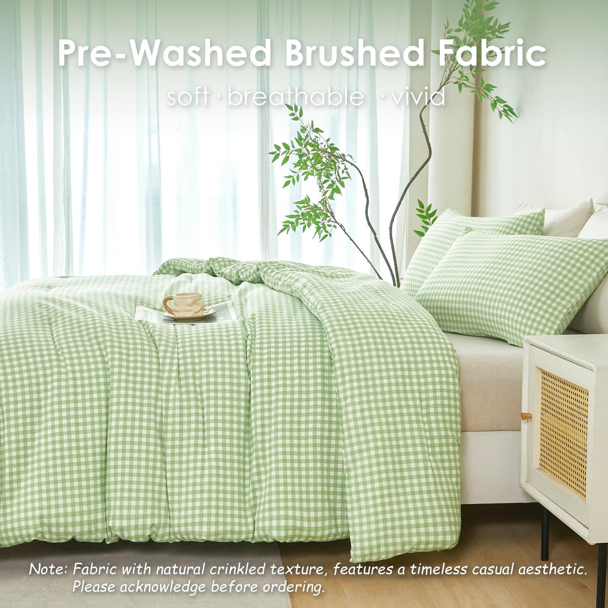 Comforter Set, Green Gingham
