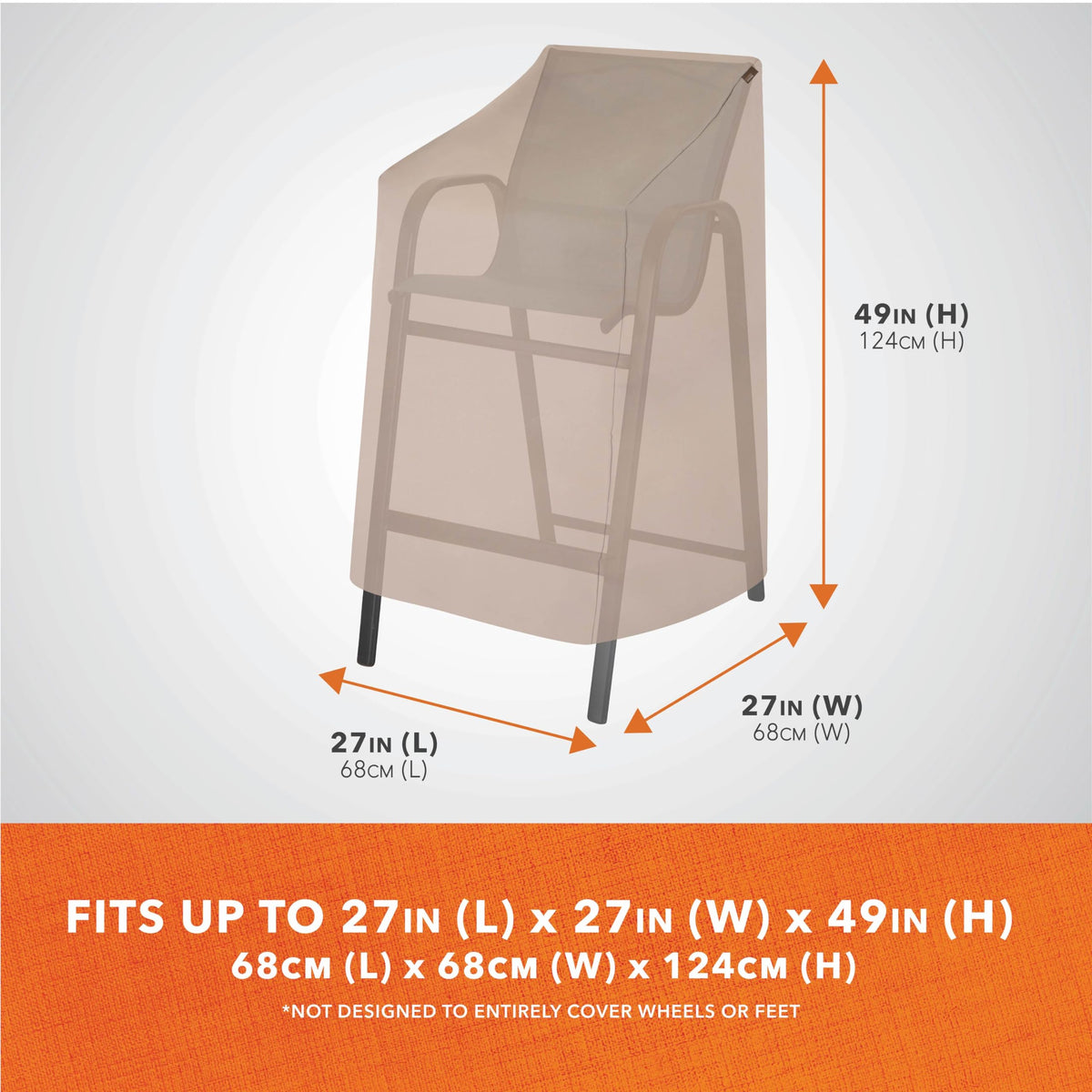 Chalet Stackable/High Back Bar Chair Cover - Weather-Resistant Fabric - Outdoor Furniture Protection Perfect, Deck