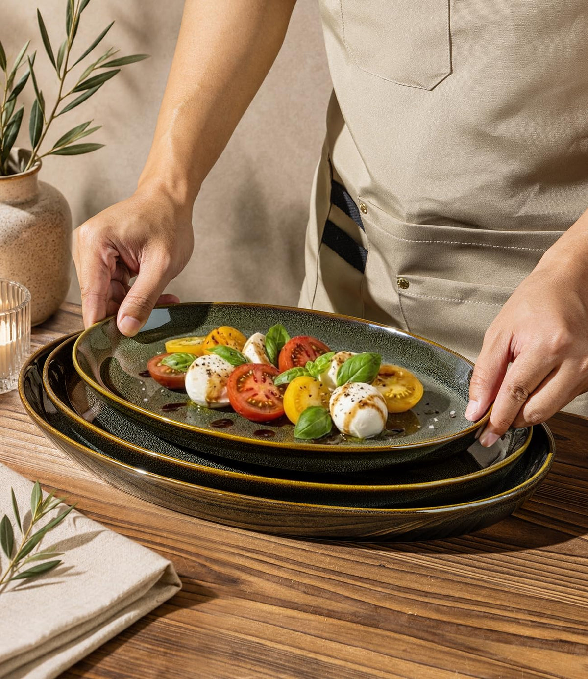 Ceramic Serving Platter Set of 3, Oval Serving Plates and Dishes