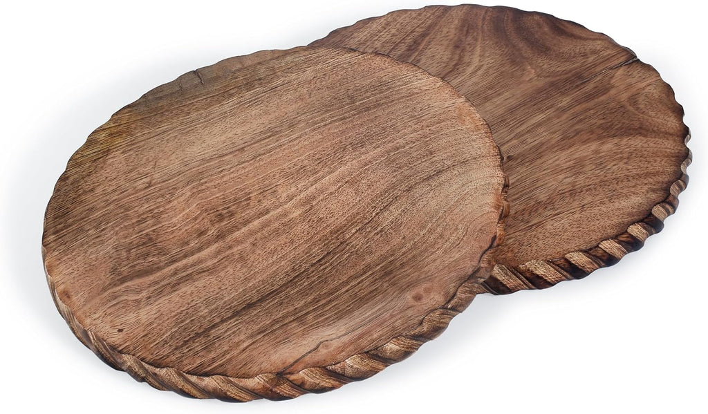 Wooden Round Trivet for Hot Dishes Plates & Pots Holder Hot Pad & Dining Table Décor Cookware Heat - Set of 2