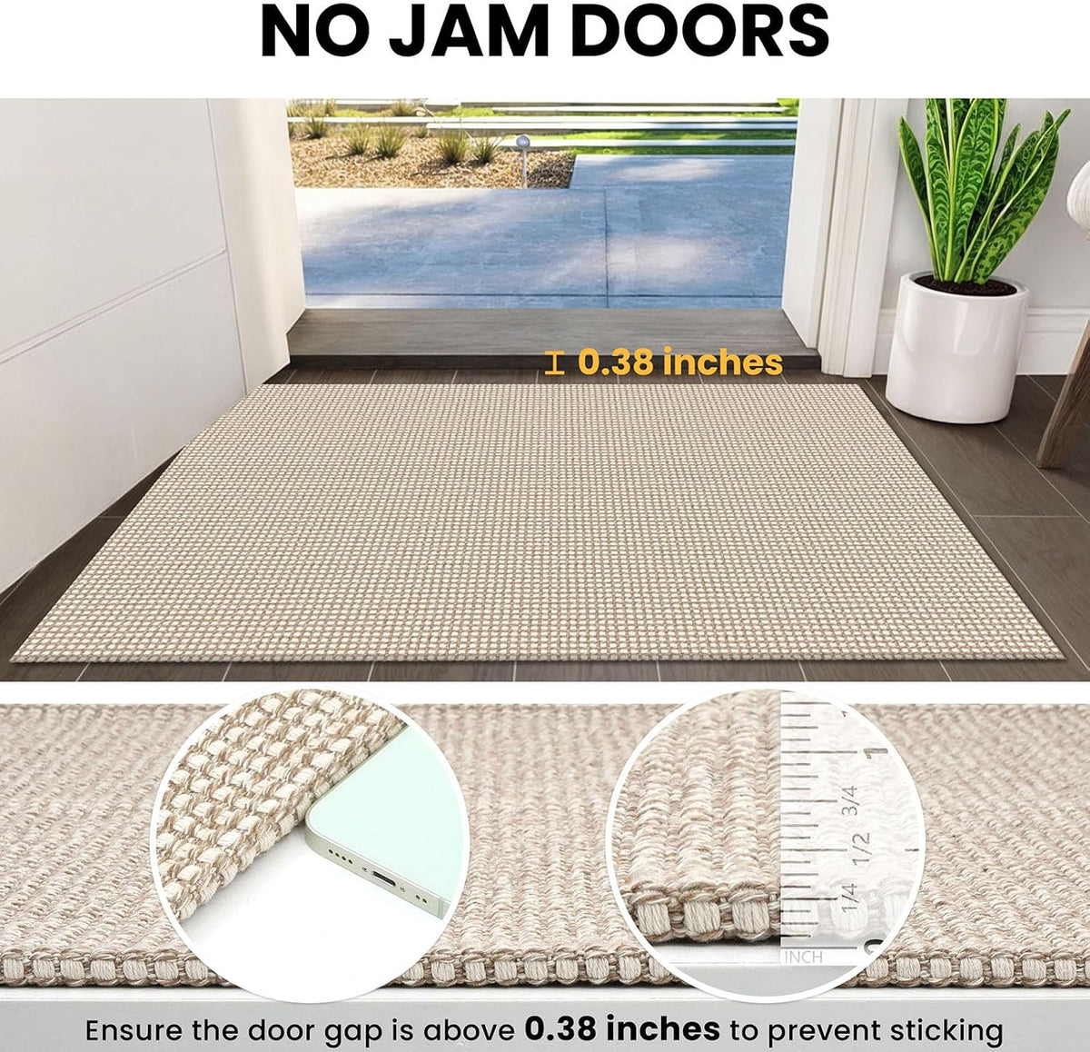 Small Area Rug Washable Woven Rugs Non Slip Rubber Backed Front Door Rugs Indoor Doormat Throw Rug Floor Carpet