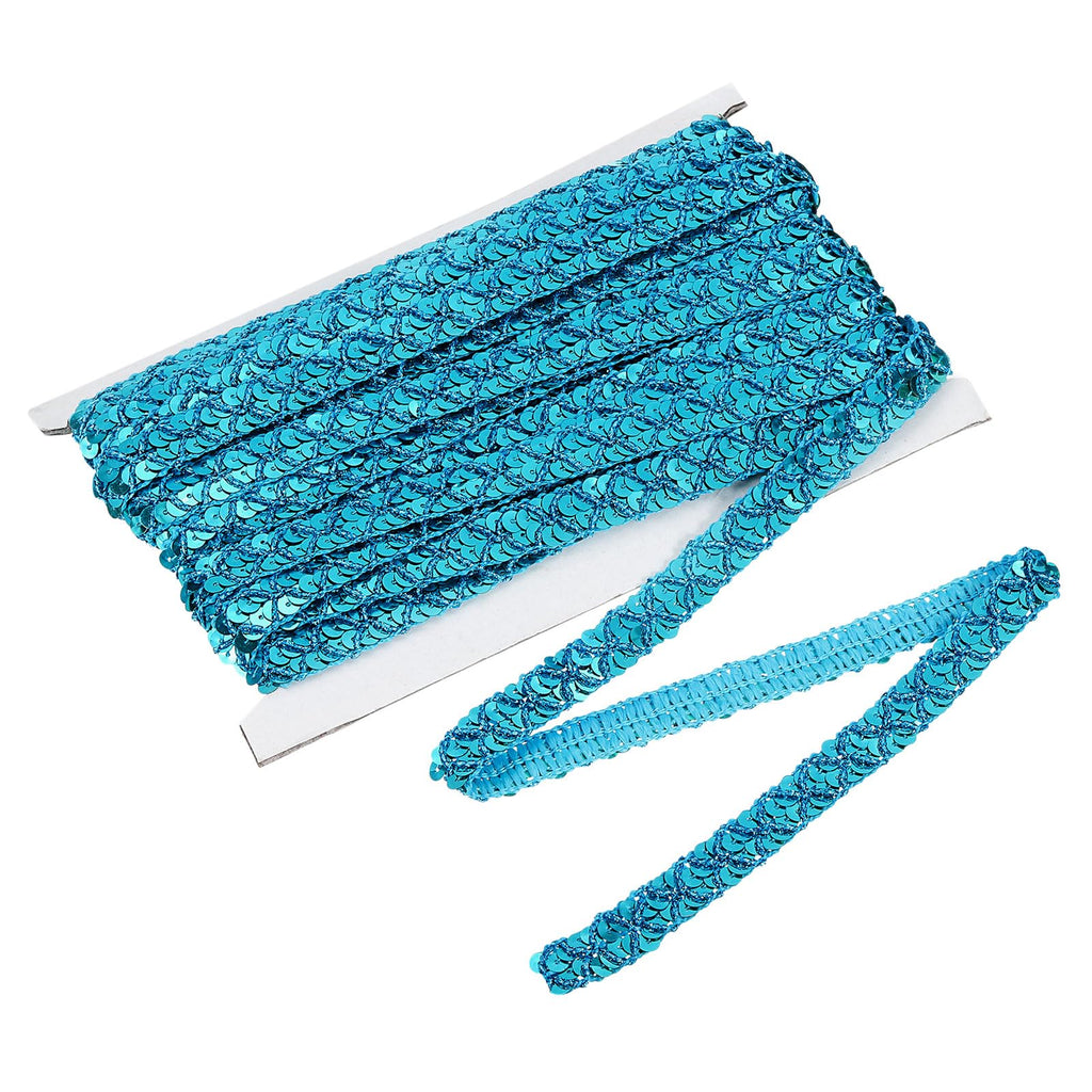 Sequins Trim Ribbon 0.6 Inch Sequin Gimp Braid Trim Beaded Lace Ribbon Paillette Fabric Flat Trims Strips - 14 Yards