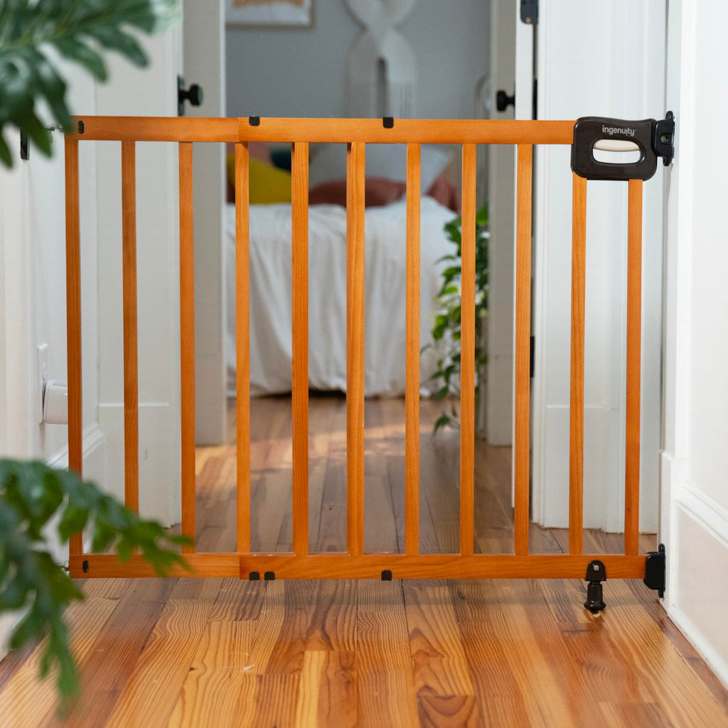 The Stairway 48W Series, 30'-48' Wide, 32" Tall, Baby Gate for Stairs with Door, Wood Safety Gate for Doorways and