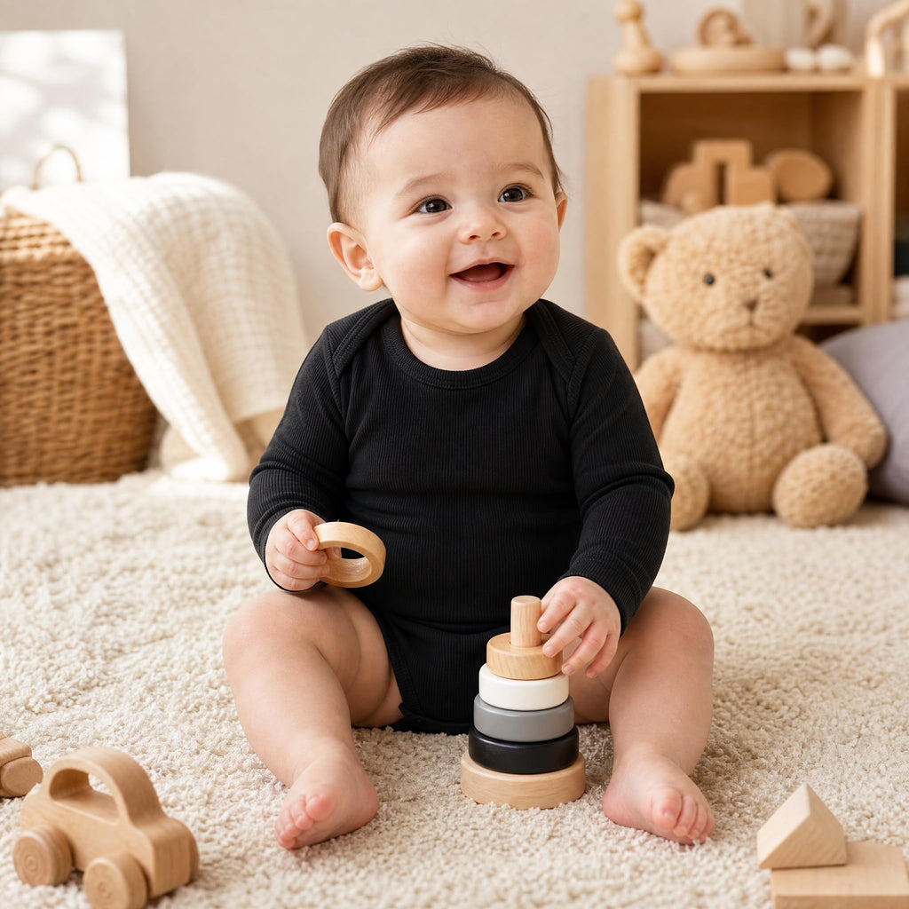 Baby Bodysuits Pack Long Sleeve Ribbed Cotton Boy Daily Layer