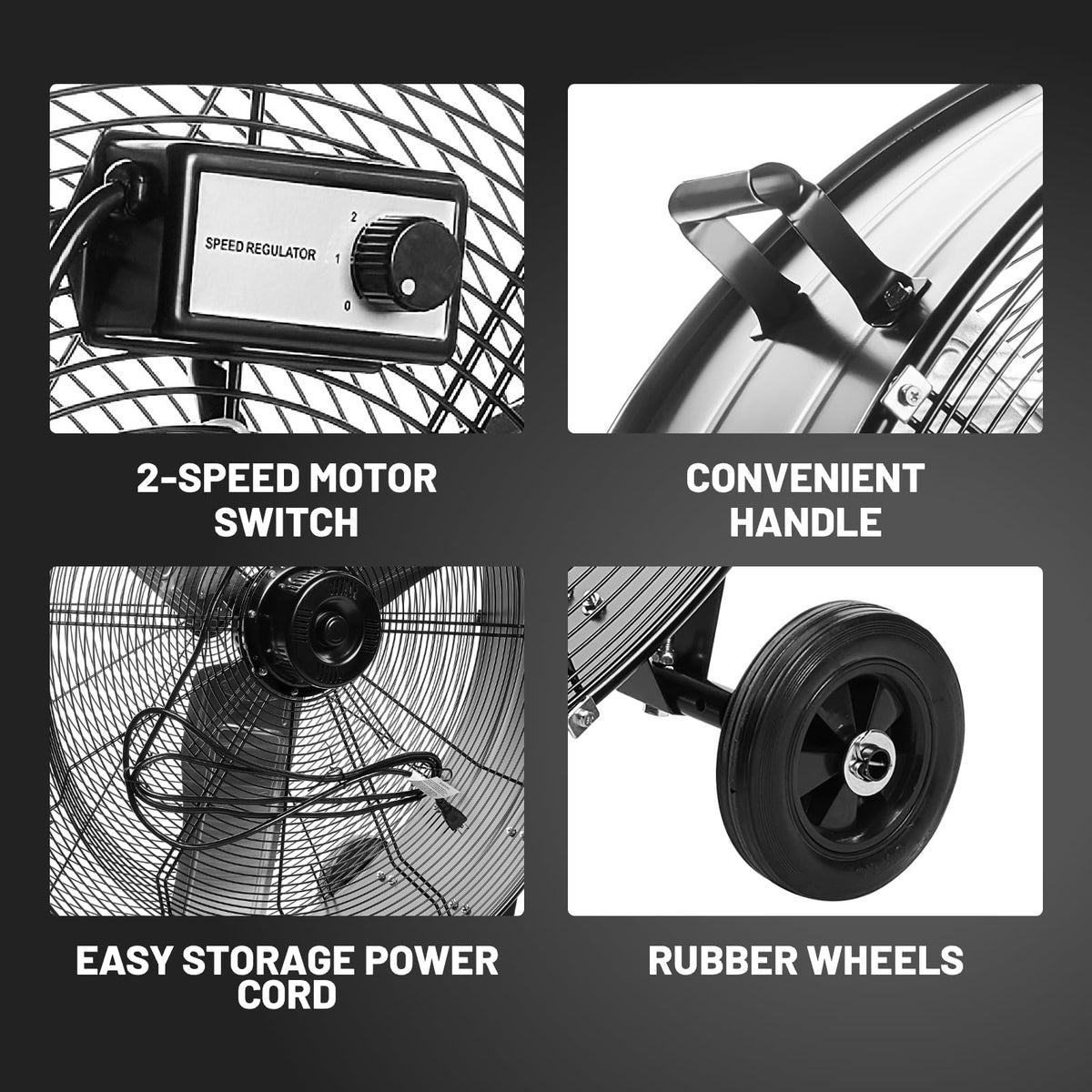 CFM 36inch High Velocity Industrial Drum Fan Shop Fan, 465W Heavy Duty Barrel Floor Barn Fan, 2 Speeds, 1/3 HP Motor