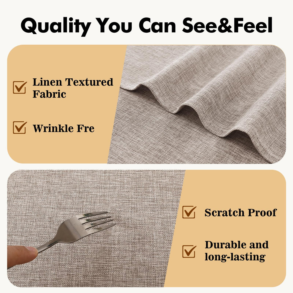 Faux Linen Round Tablecloths 54 inch, Decorative Wrinkle Free Texture Rustic Circle Table Cloth Cover, Dining