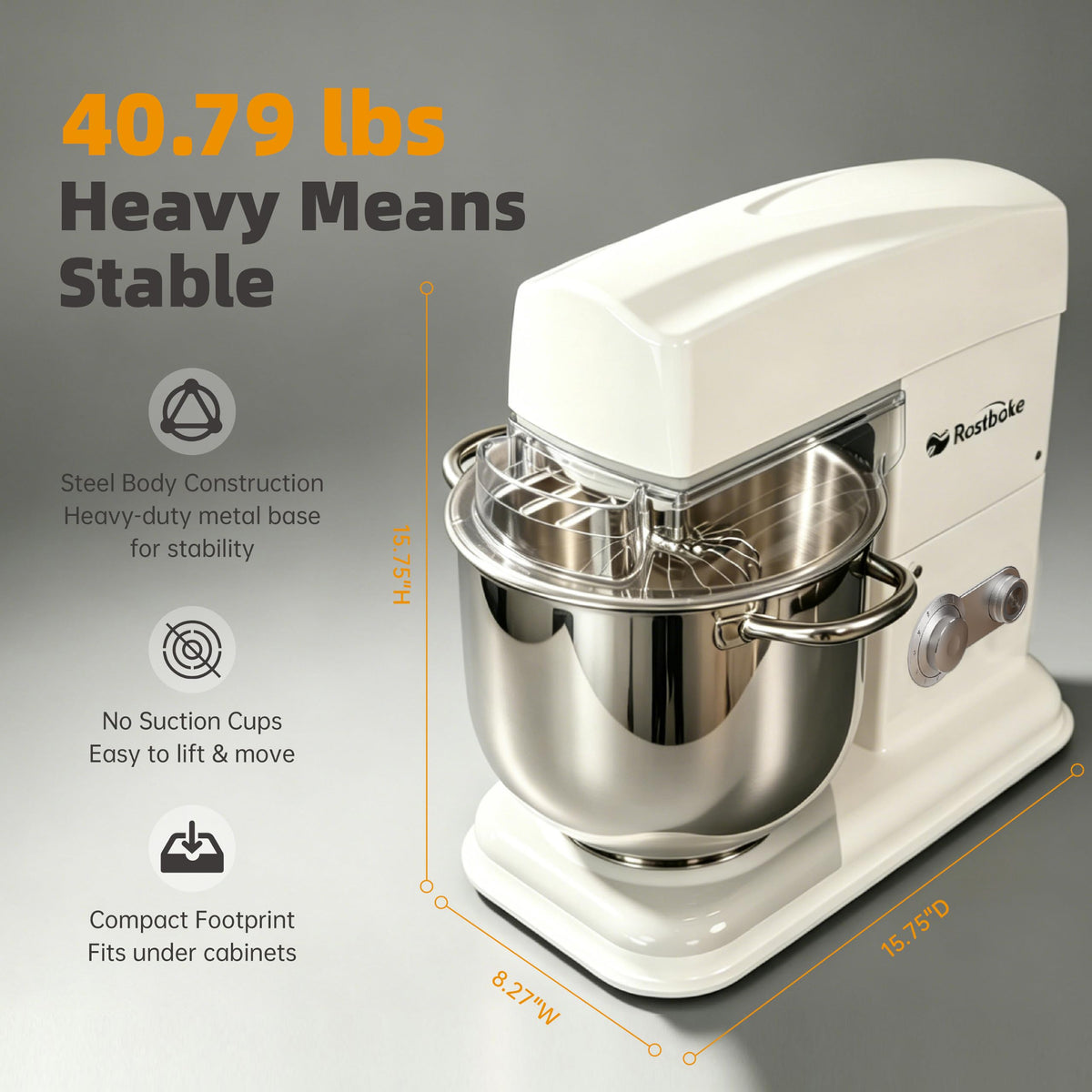 7.4QT Stand Mixer, Ice Cooling Bowl, 11-Speed Dial, White