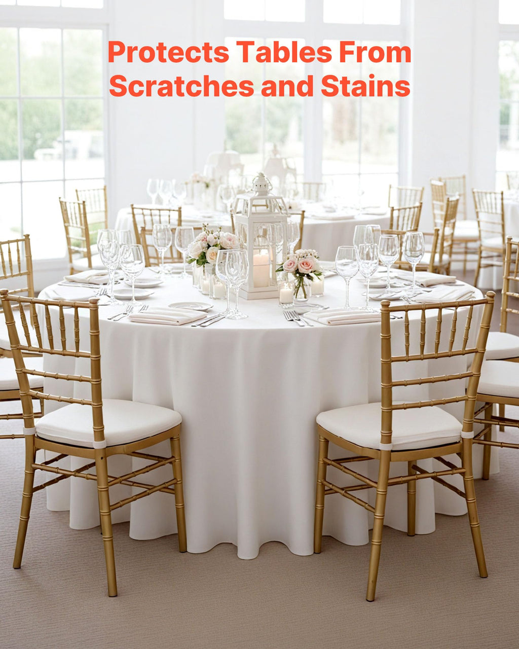 White Round Tablecloths 10 Pack, 120 Inches in Diameter, Stain- & Wrinkle- Resistant, Machine Washable Table Clothes