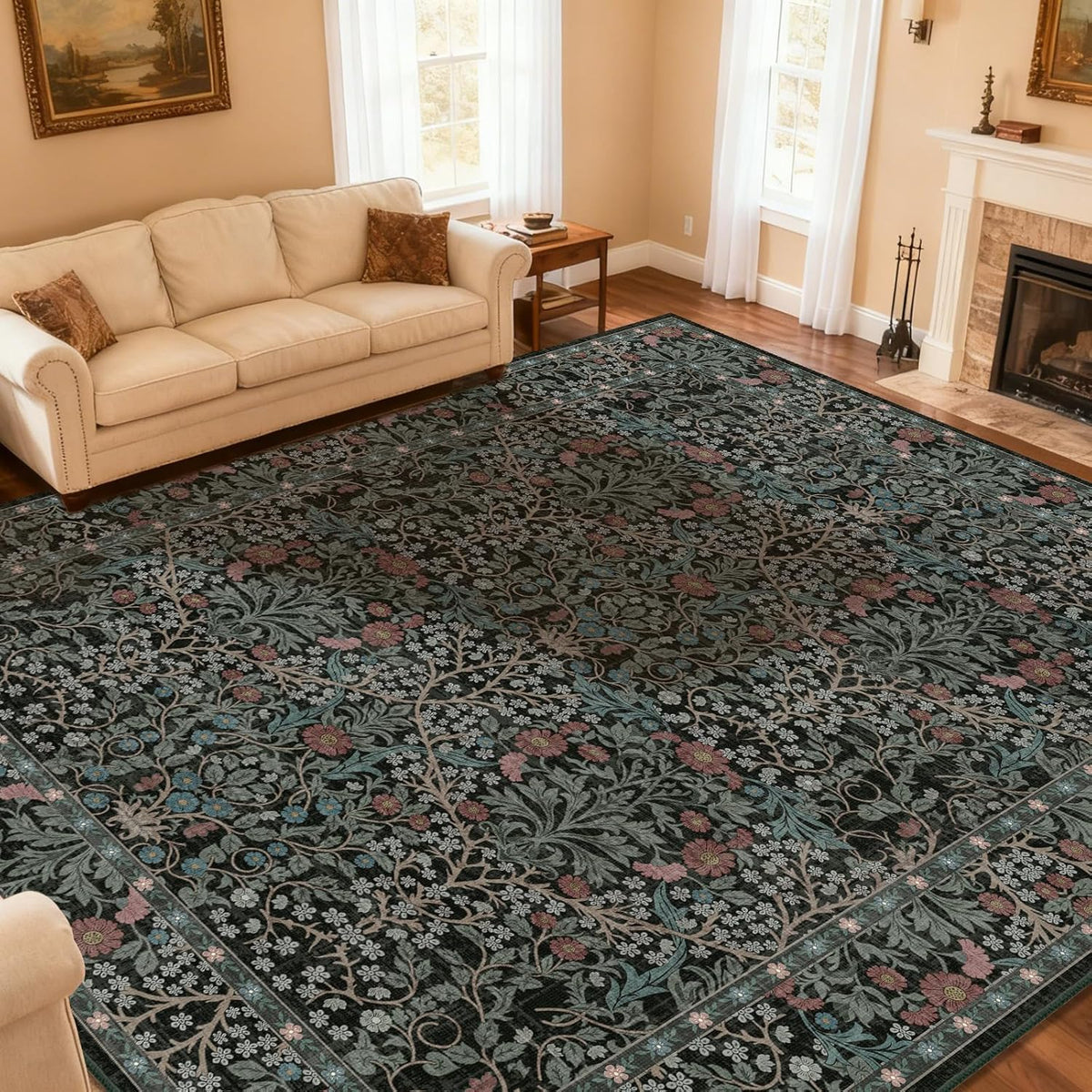 Extra Large Washable Area Rug, Low Pile, Non-Slip, and Stain Resistant