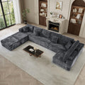 177" U-Shaped Boneless Cloud Modular Sectional Sofa, Dark Gray