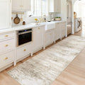 Washable Runner Rug : Kitchen Runner Non Slip Neutral Soft Abstract Modern Low Pile Stain Resistant Carpet Runner
