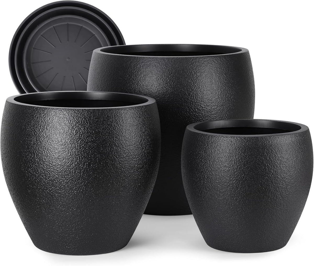Plant Pots 17.5/14.8/12.2 inch Set of 3, Flower Pots with Drainage Holes, Large Planters for Indoor Outdoor Garden