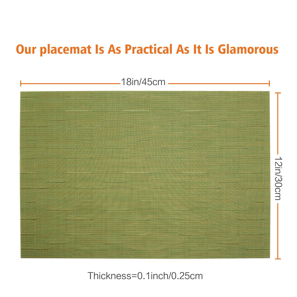 Green Vinyl Placemats Set of 8,Washable Dining PVC Table Mats