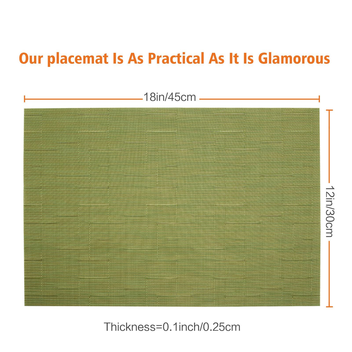 Green Vinyl Placemats Set of 8,Washable Dining PVC Table Mats