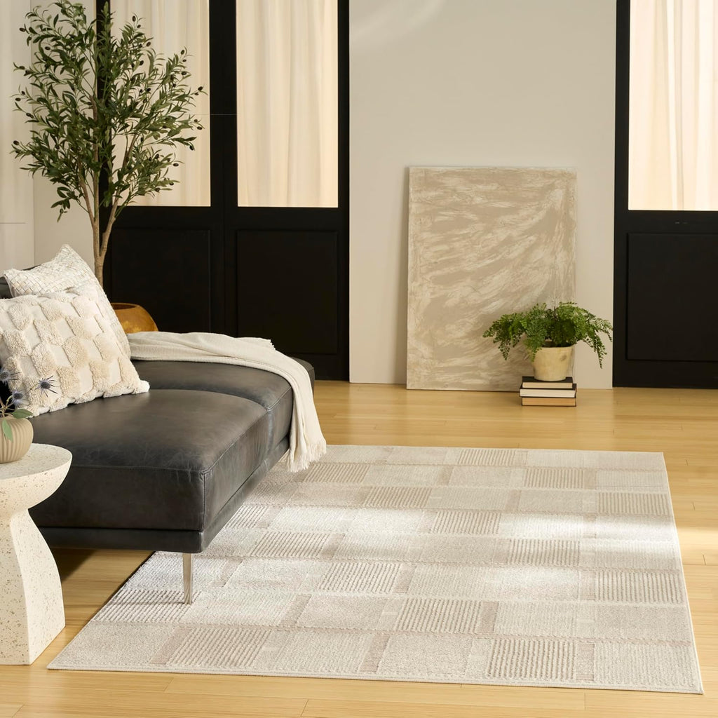 Home Nordic Ivory Taupe Area Rug - Easy Clean, Non Shedding, Bed Room, Living Room, Dining Room, Kitchen