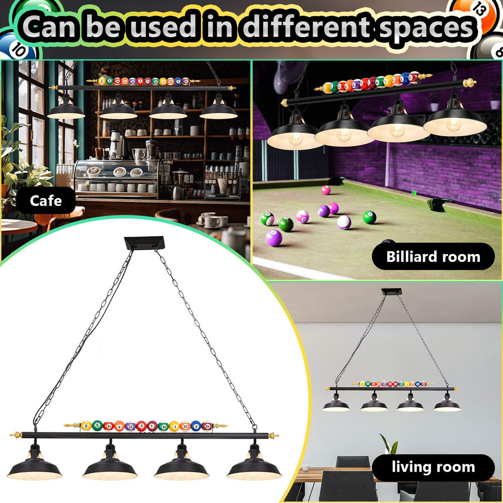 Adjustable Pool Table Lights, 4 Lights for 7'-8' Billiard Table
