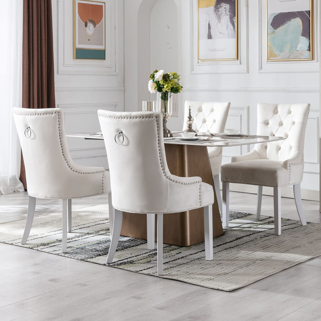 Mid Century Modern Dining Room Chairs Set of 6 Velvet Accent Chairs Upholstered Parsons Chair Side Host Chair /Living