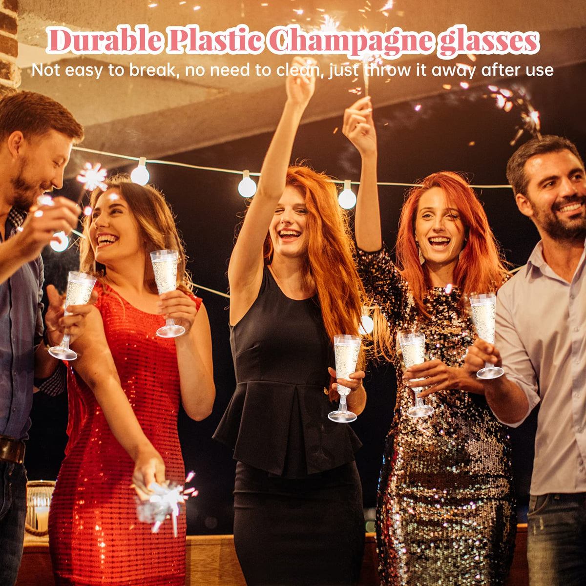 Plastic Champagne Flutes 40 Pack Disposable Champagne Glasses 5oz Clear Plastic Mimosa Glasses Wedding Cocktail Cups