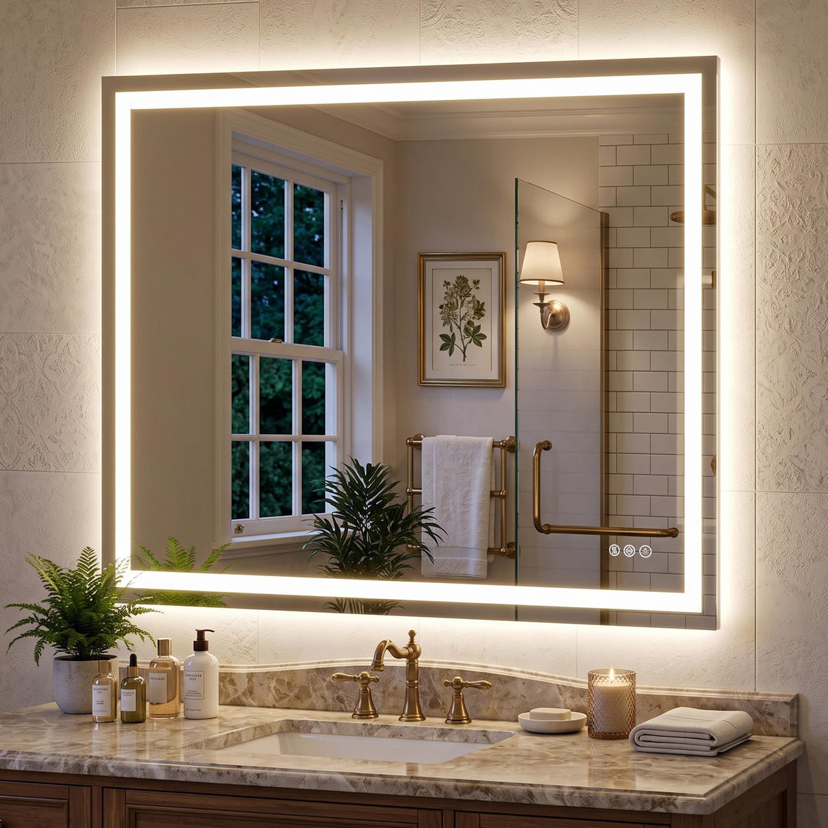30x36 LED Bathroom Mirror with Lights, Backlit + Frontlit