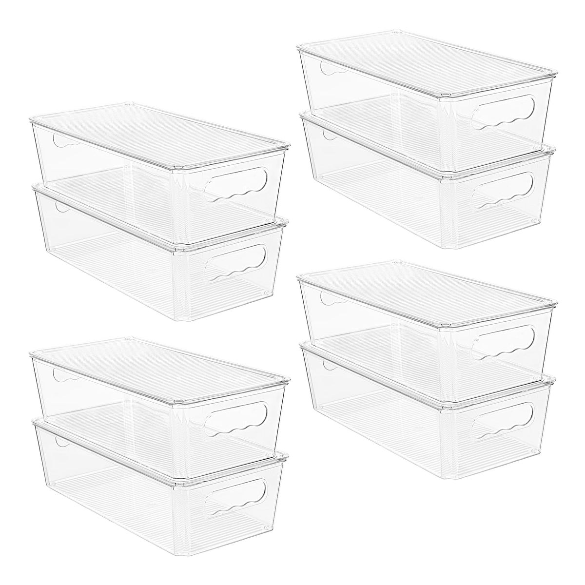 8pcs Clear Stackable Storage Bins with Lids