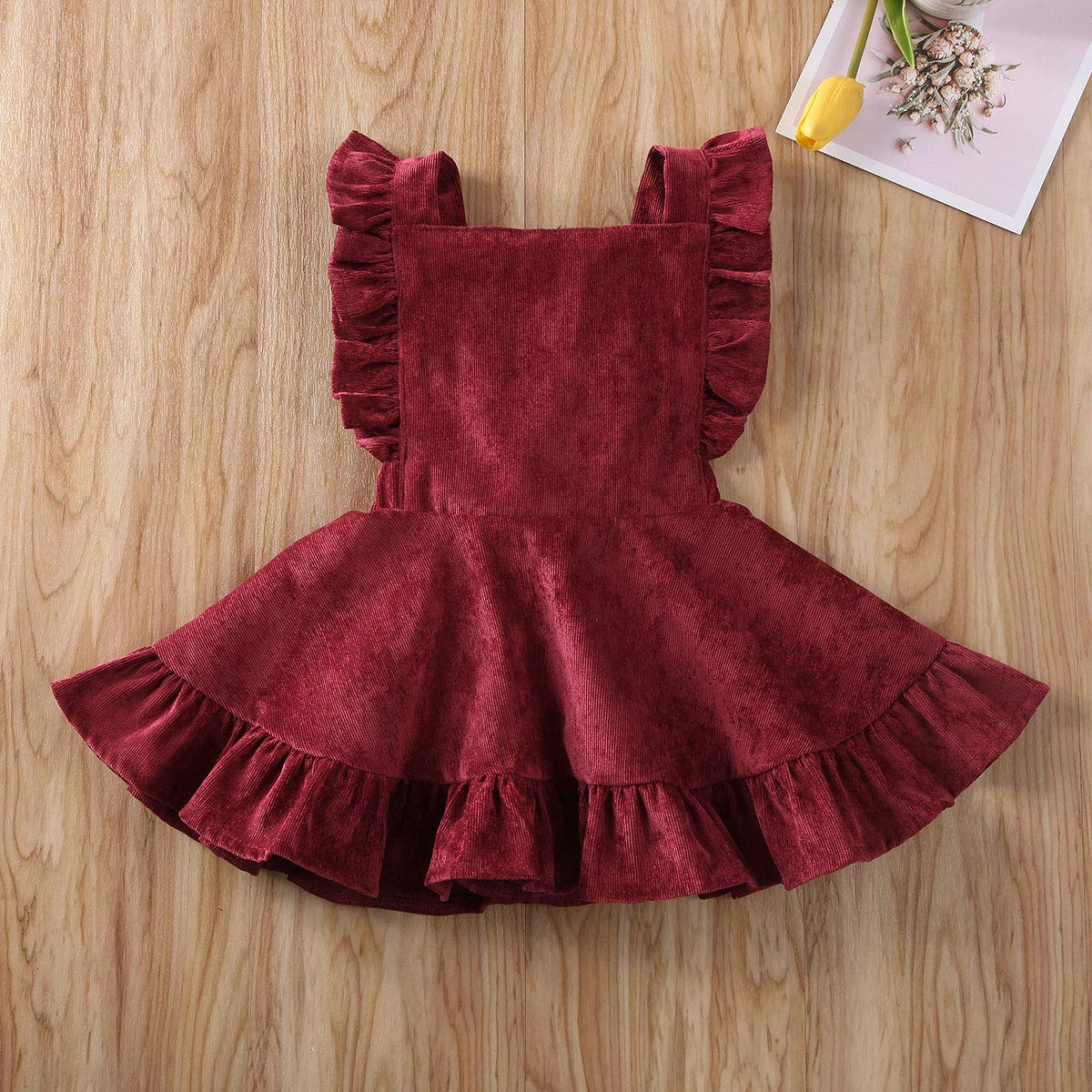 Baby Girls Velvet Suspender Skirt Infant Toddler Ruffled Casual Strap Sundress Summer Outfit Clothes