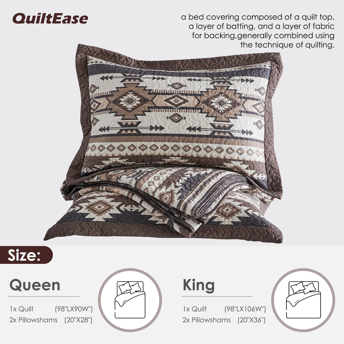 Traditional Quilt - 3 Pieces Rustic Aztec Bedding Sets