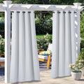 2 Panels Exterior Greyish White Outdoor Curtains Waterproof, Thermal Insulated Stainless Steel Grommet Durable