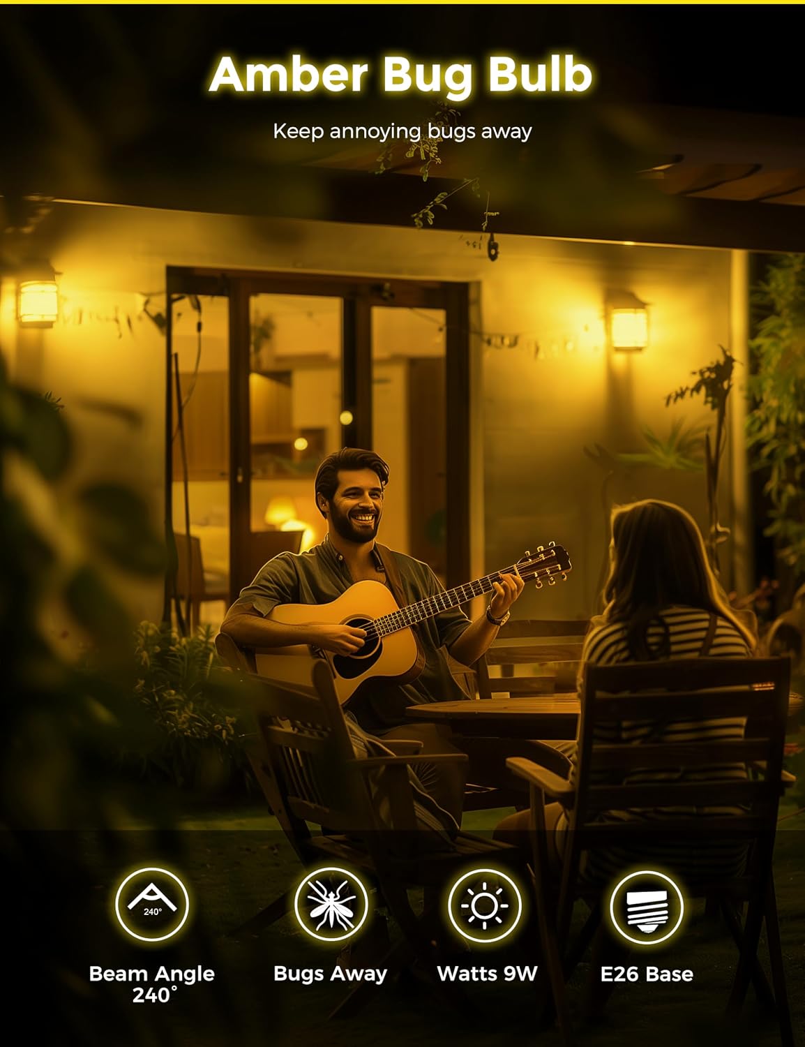 Yellow Light Bulbs,Bug Lights for Outside, A19 Bug Light Bulbs