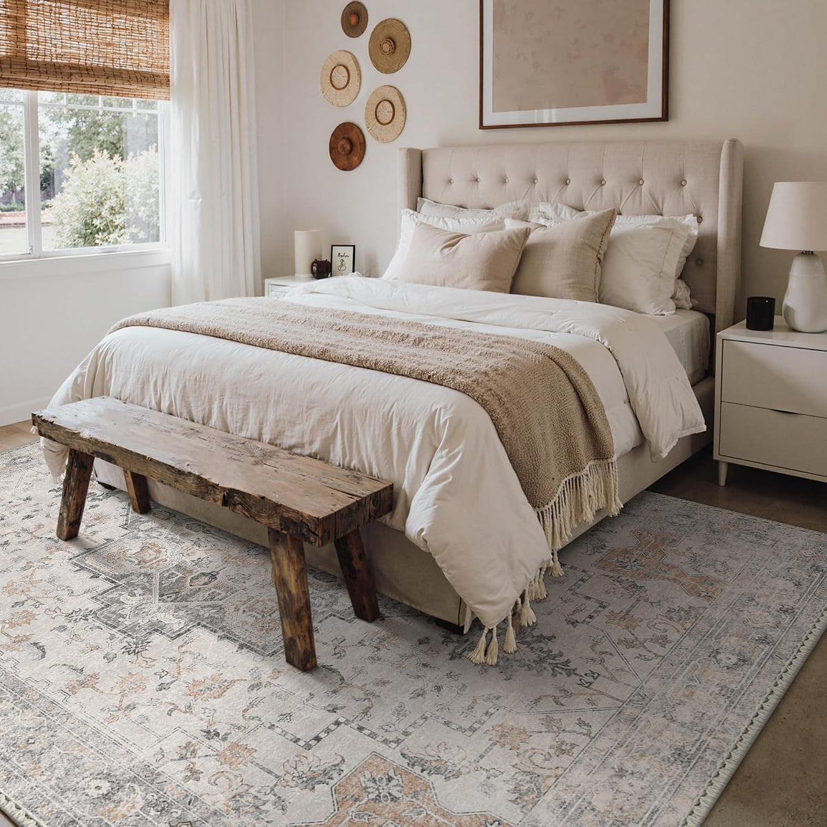 Washable Area Rugs, Non Slip, Light Taupe Brown