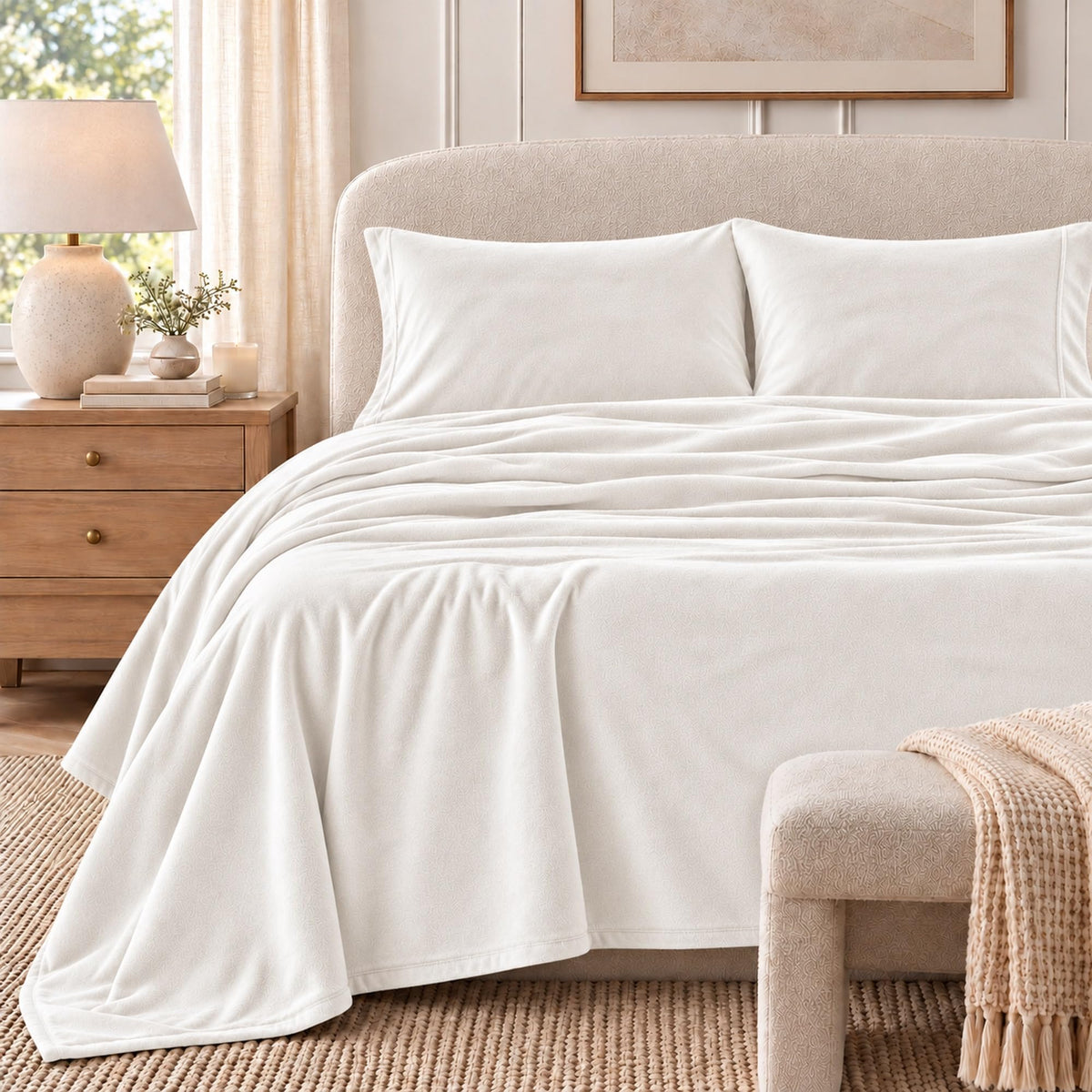 Micro Fleece Extra Soft Cozy Velvet Plush Solid Sheet Set. Deluxe Bed Sheets with Deep Pockets. Velvet Luxe