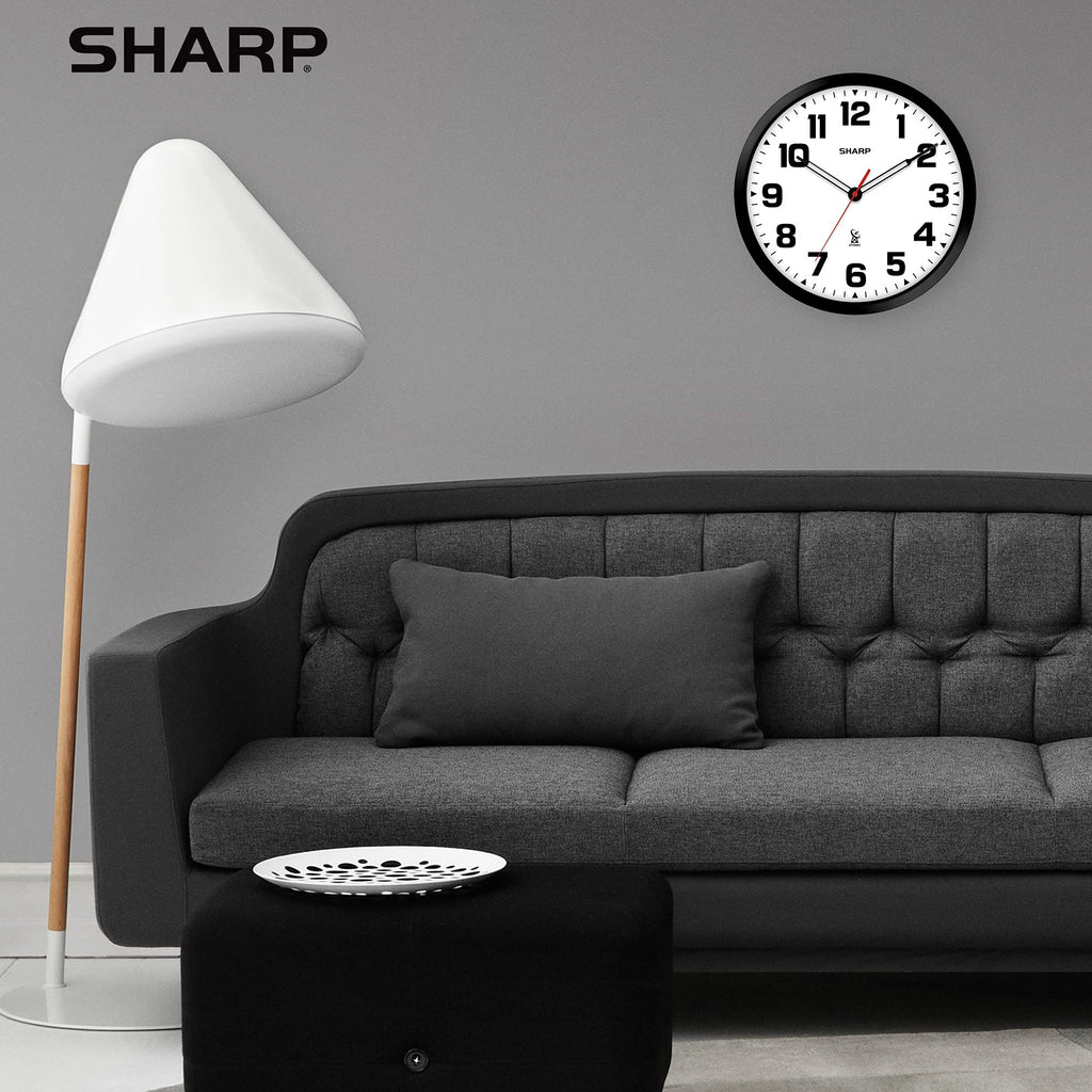 Inspired Nelson Style 12-Inch Atomic Wall Clock, Battery Operated, White with Black Frame