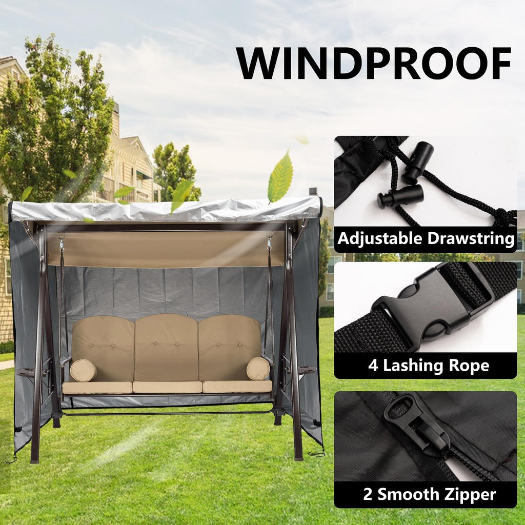 Waterproof Outdoor Swing Cover, 3 Triple Seater, 86L*60D*72H Inch