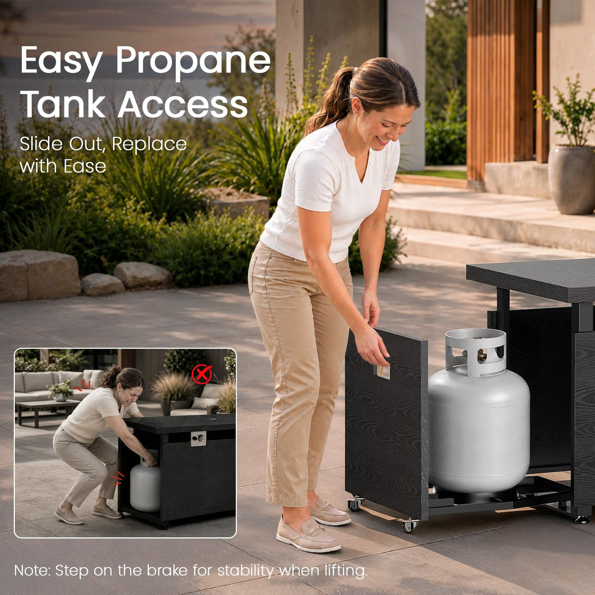 51" 4-in-1 Propane Fire Pit Table, 60000 BTU with Glass Wind Guard