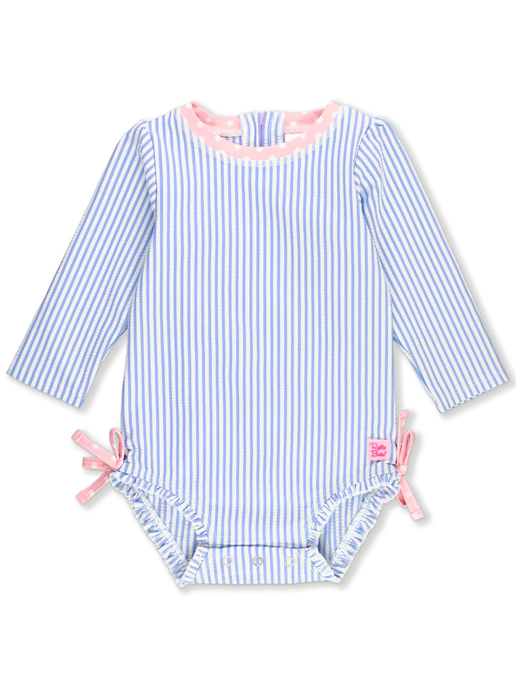 Baby Girls Seersucker Rash Guard - One Piece Swimsuit UPF 50+