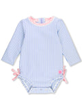 Baby Girls Seersucker Rash Guard - One Piece Swimsuit UPF 50+