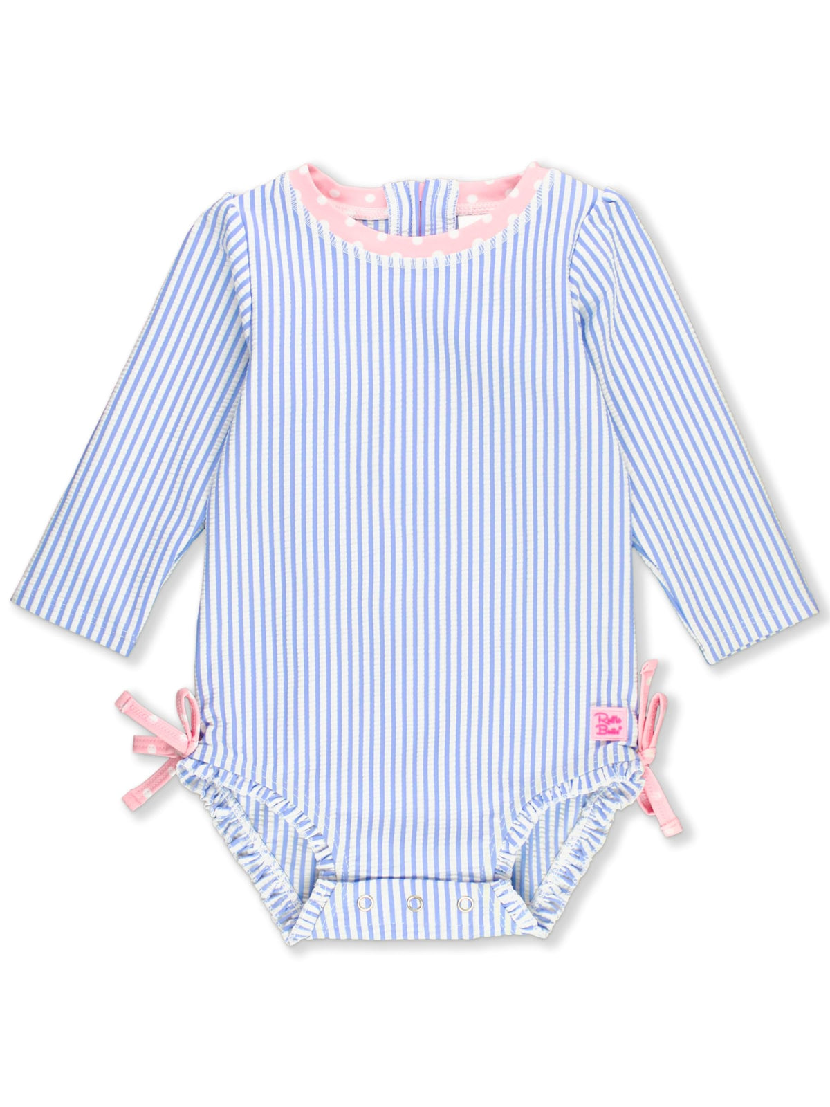 Baby Girls Seersucker Rash Guard - One Piece Swimsuit UPF 50+