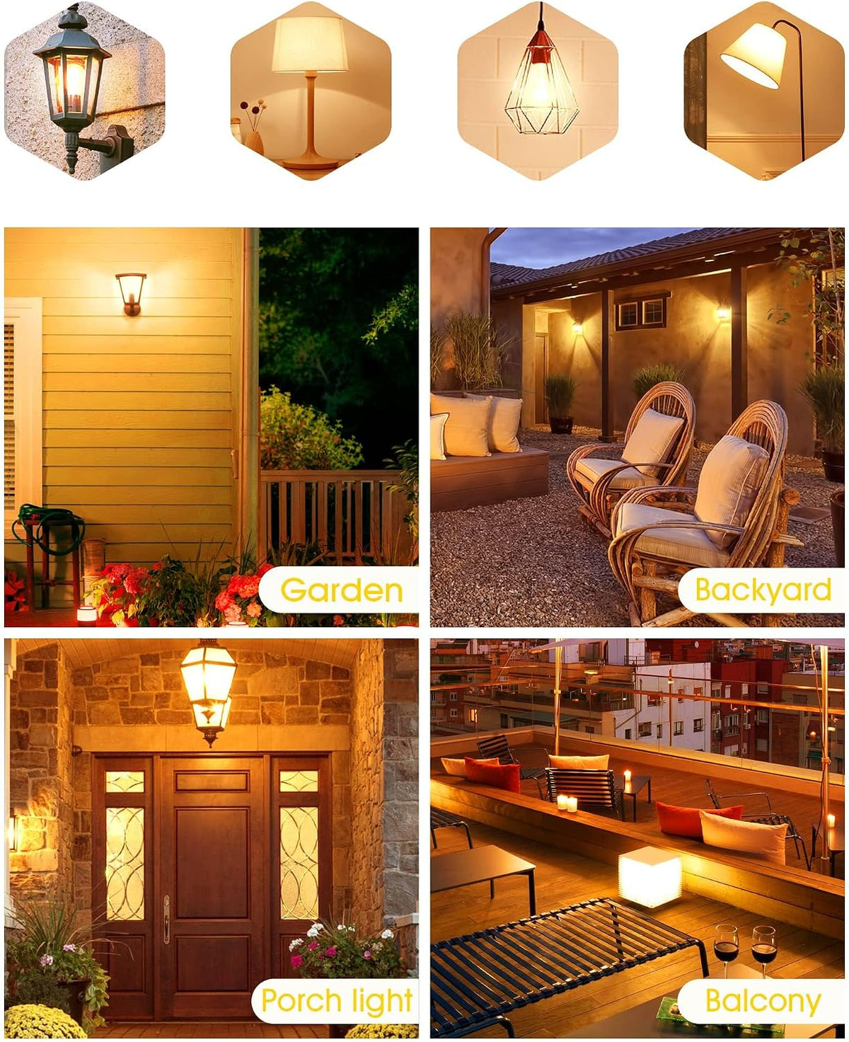 A19 Yellow LED Bug Light Bulbs Outside, 150W Equivalent 13W, E26 Base