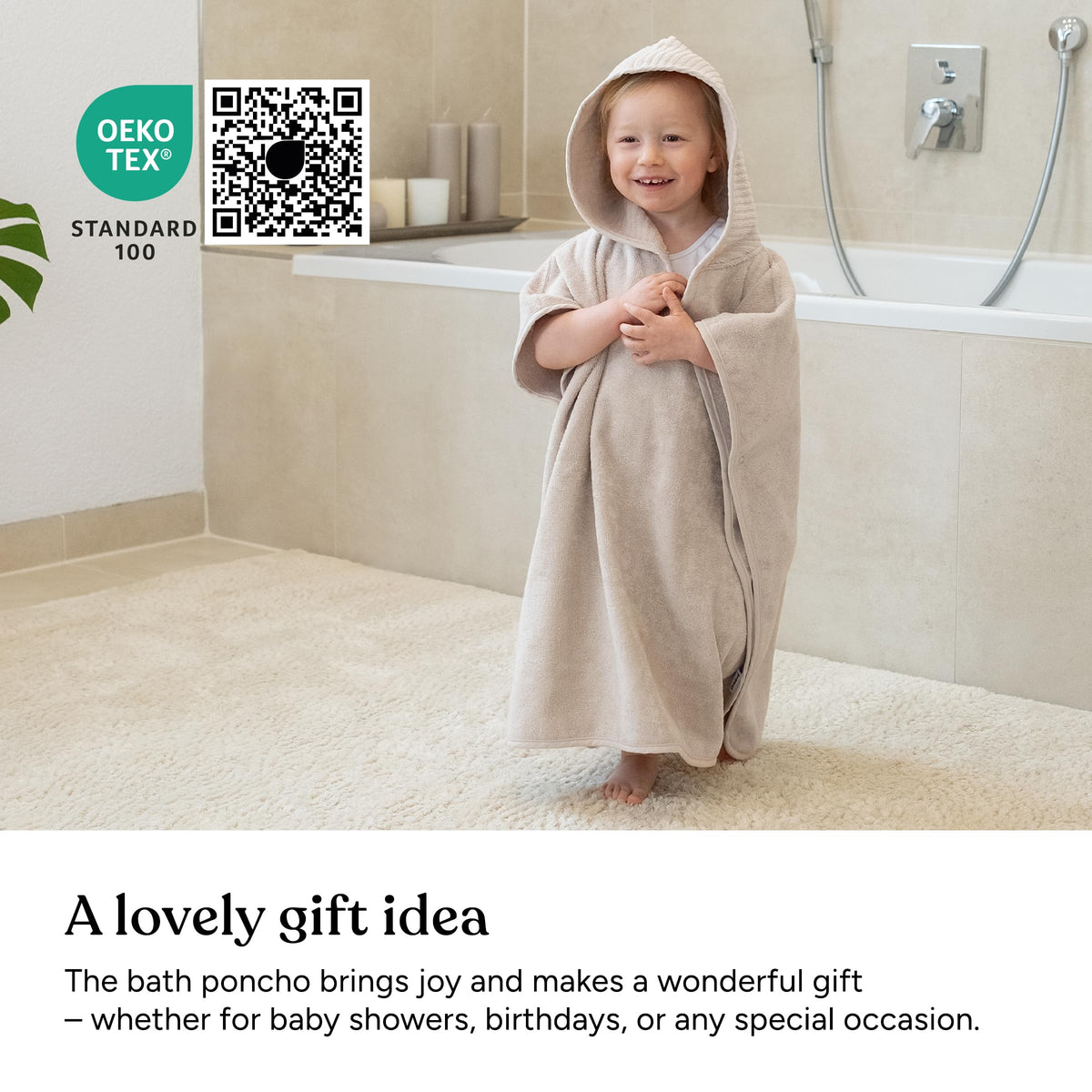 Kids Hooded Towel Poncho - 100% Organic Cotton Bathrobe for Boys & Girls, Soft & Absorbent Terry, Oeko-TEX Certified