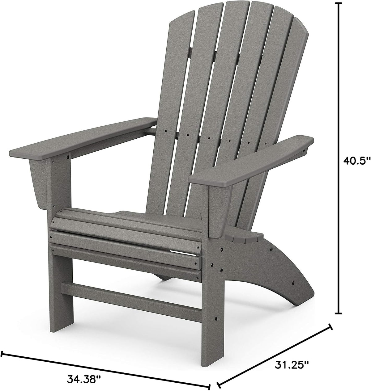 Nautical Curveback Adirondack Chair, HDPE Outdoor Patio Furniture for Deck, Pool, Garden, Made in USA